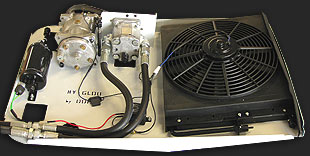 climatisation à entrainement hydraulique pour MECALAC, Manitou VERSION HYDRALIQUE. MECALAC, MANITOU, enqins spéciaux
